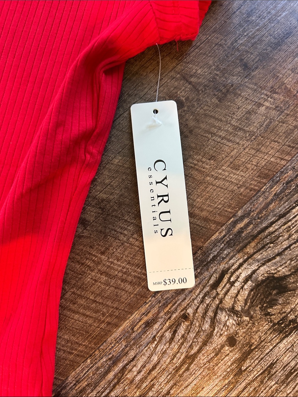 Cyrus Bright Red Ribbed Short Sleeve Tee - Picture 2 of 3